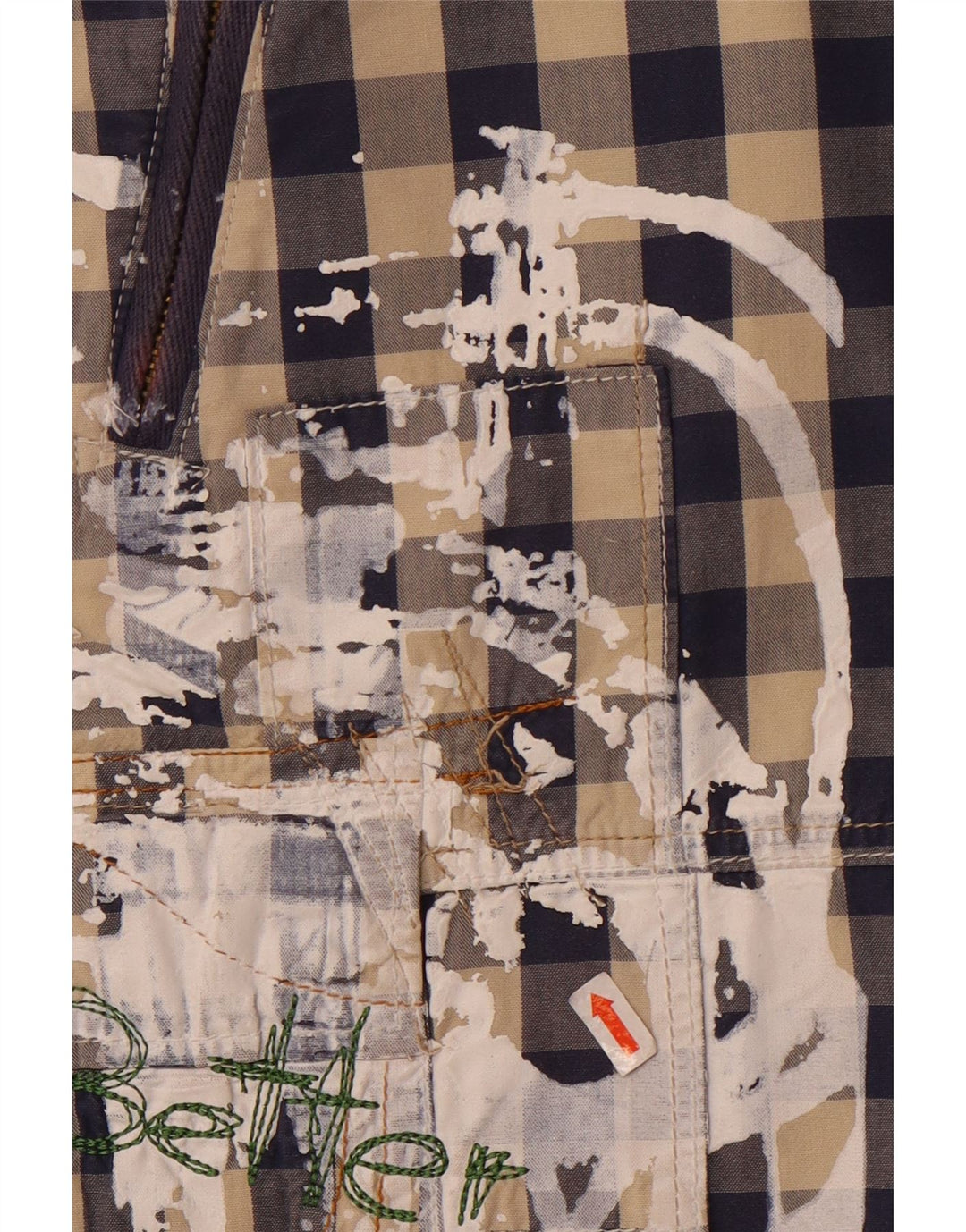 Desigual Dame grafiske Cargo Shorts EU 42 Large W34 Navy Blue Gingham