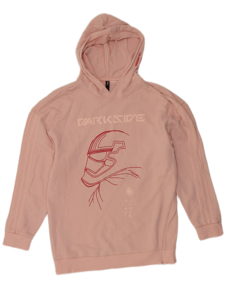 Adidas Dame Grafisk Oversized Hoodie Jumper UK 14 Medium Pink