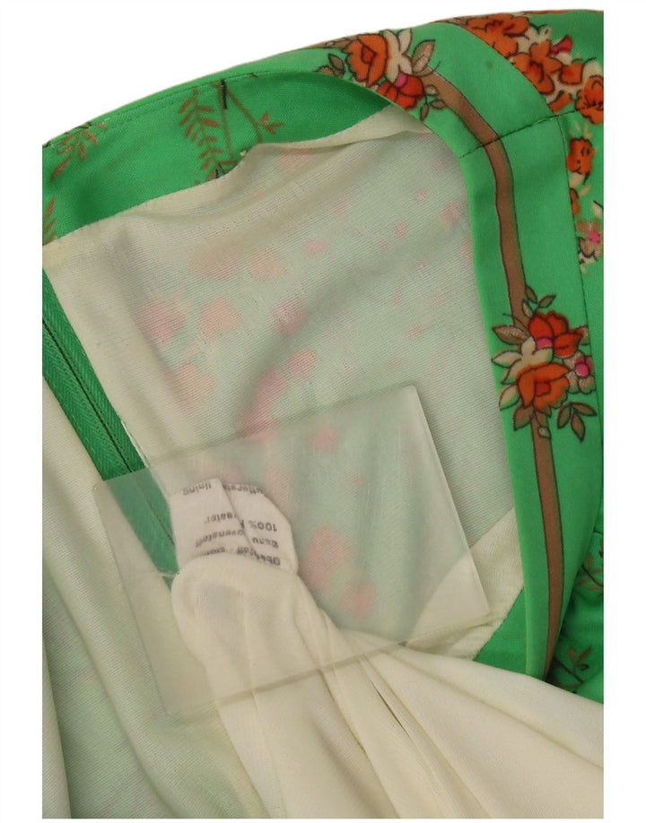 Vintage Dame A-Line Kjole EU 40 Medium Green Floral Polyester