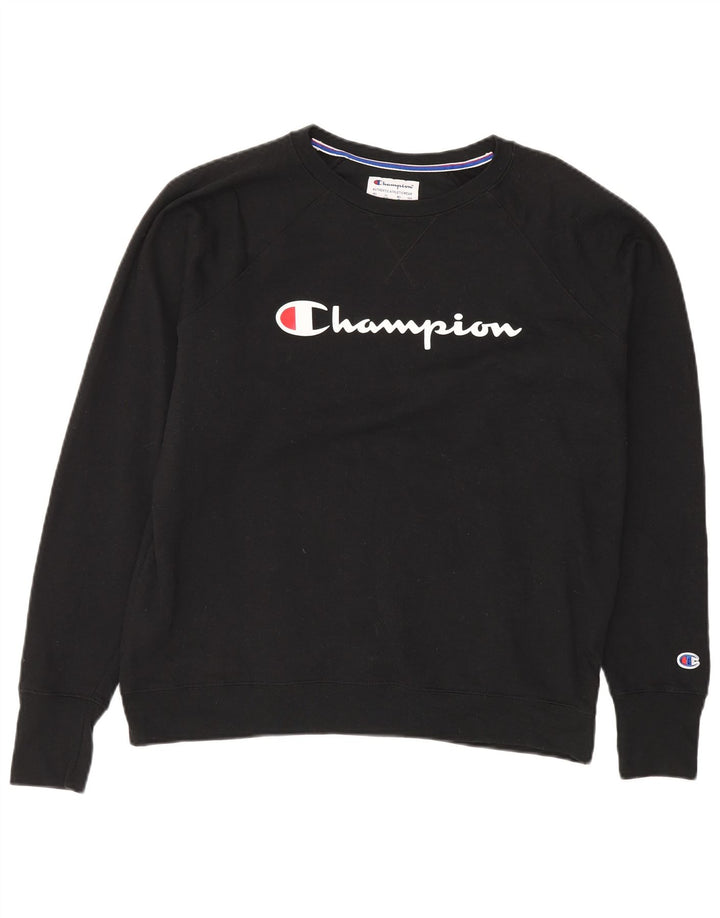 CHAMPION Dame Oversized Grafisk Sweatshirt Jumper UK 18 XL Sort