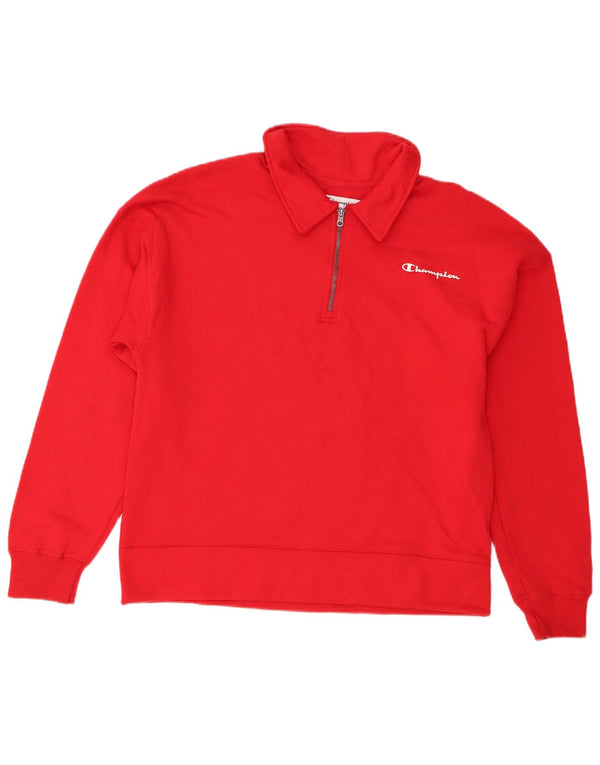 Champion Dame Sweatshirt med lynlås i Medium Rød Bomuld