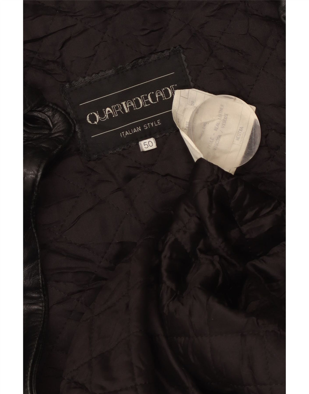 VINTAGE Oversized læderfrakke til kvinder IT 50 XL sort læder