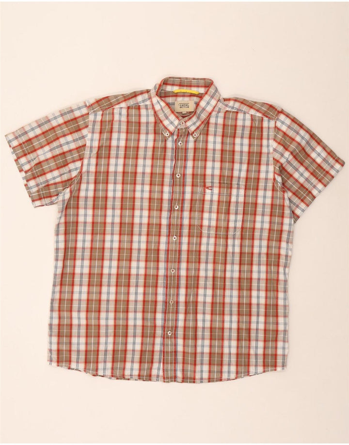 CAMEL ACTIVE Mens Short Sleeve Shirt XL Red Check Cotton