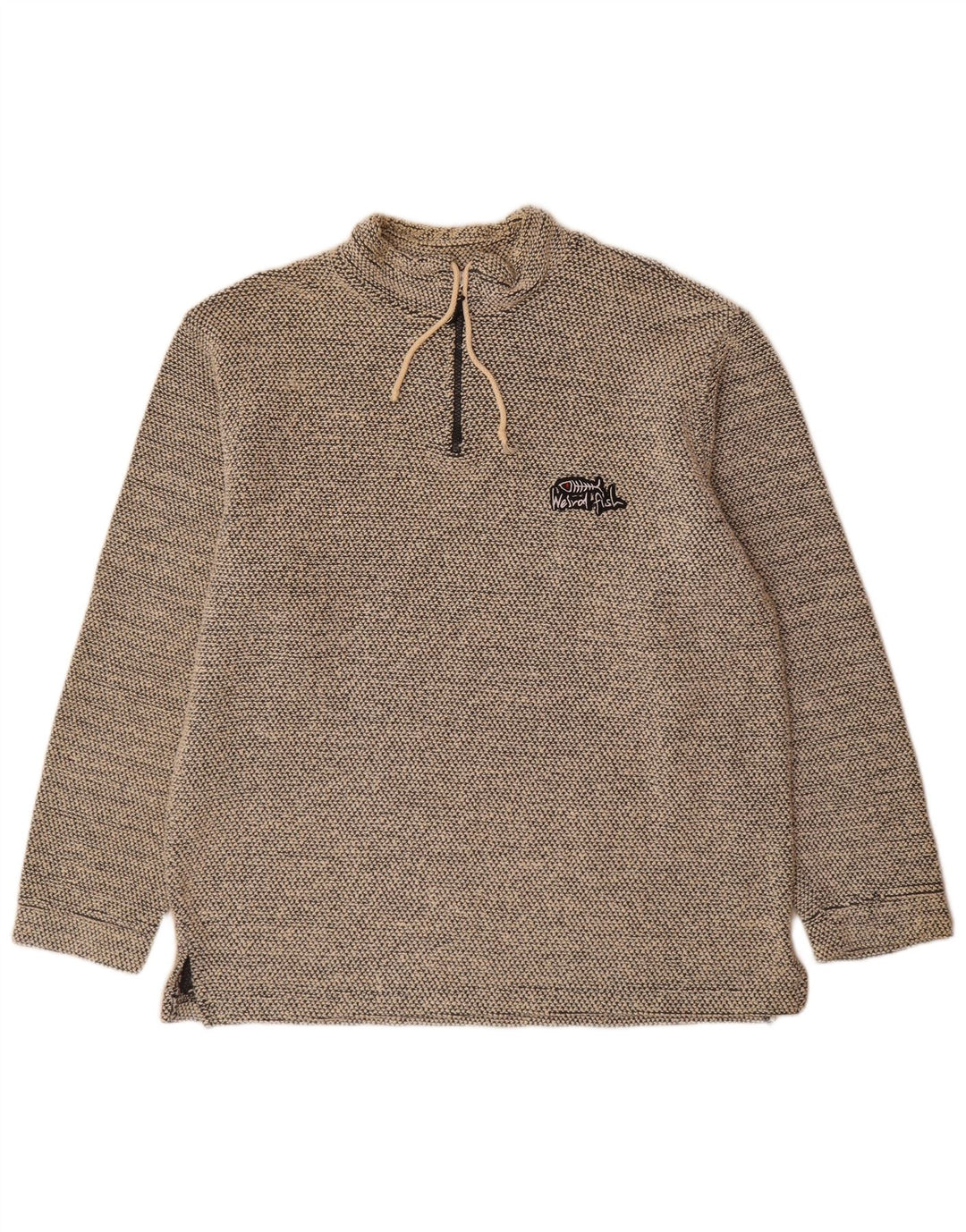 Weird Fish Herre Zip Neck Sweatshirt Jumper Stor Grå Bomuld