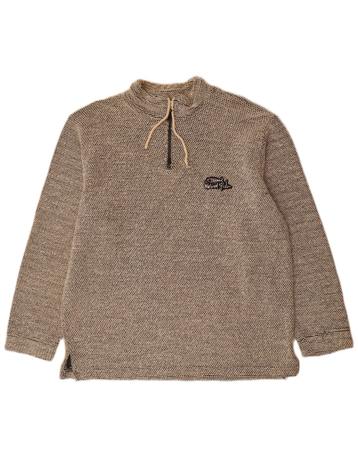 Weird Fish Herre Zip Neck Sweatshirt Jumper Stor Grå Bomuld