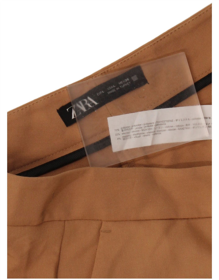 Zara Dame Flare Chino Bukser Large W30 L31 Brun Polyester