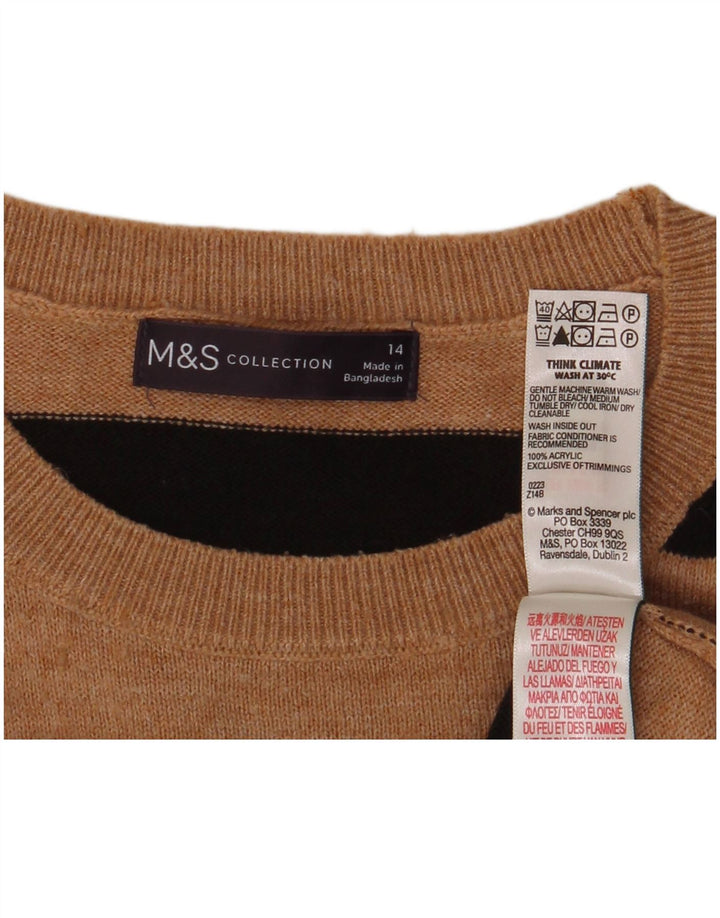 Marks & Spencer Dametrøjetrøje med rund hals DK 14 Mellem brun stribet