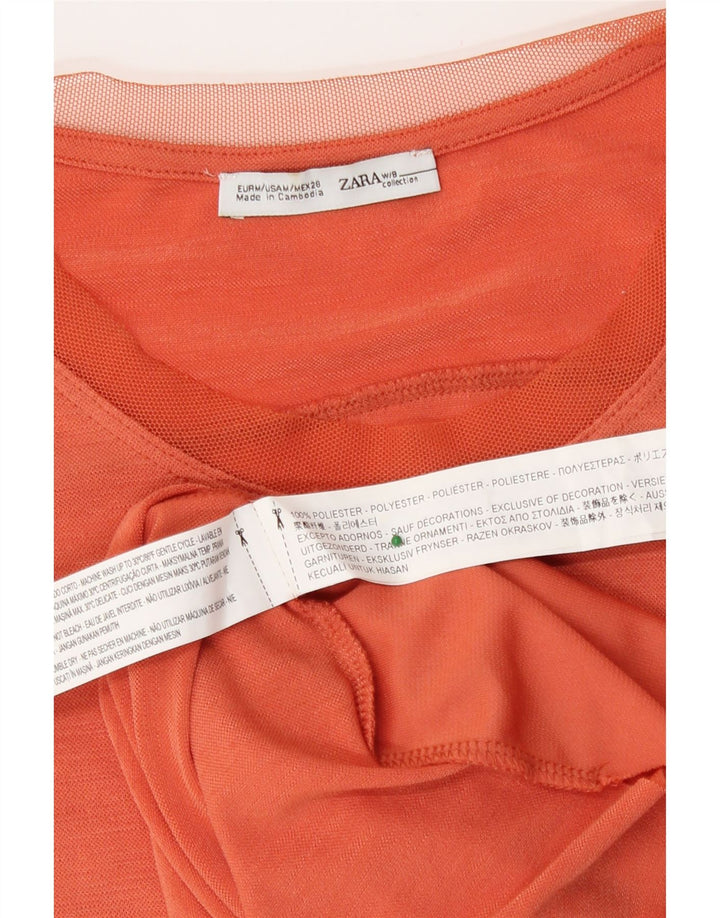 Zara Dametop Langærmet UK 14 Medium Orange Polyester