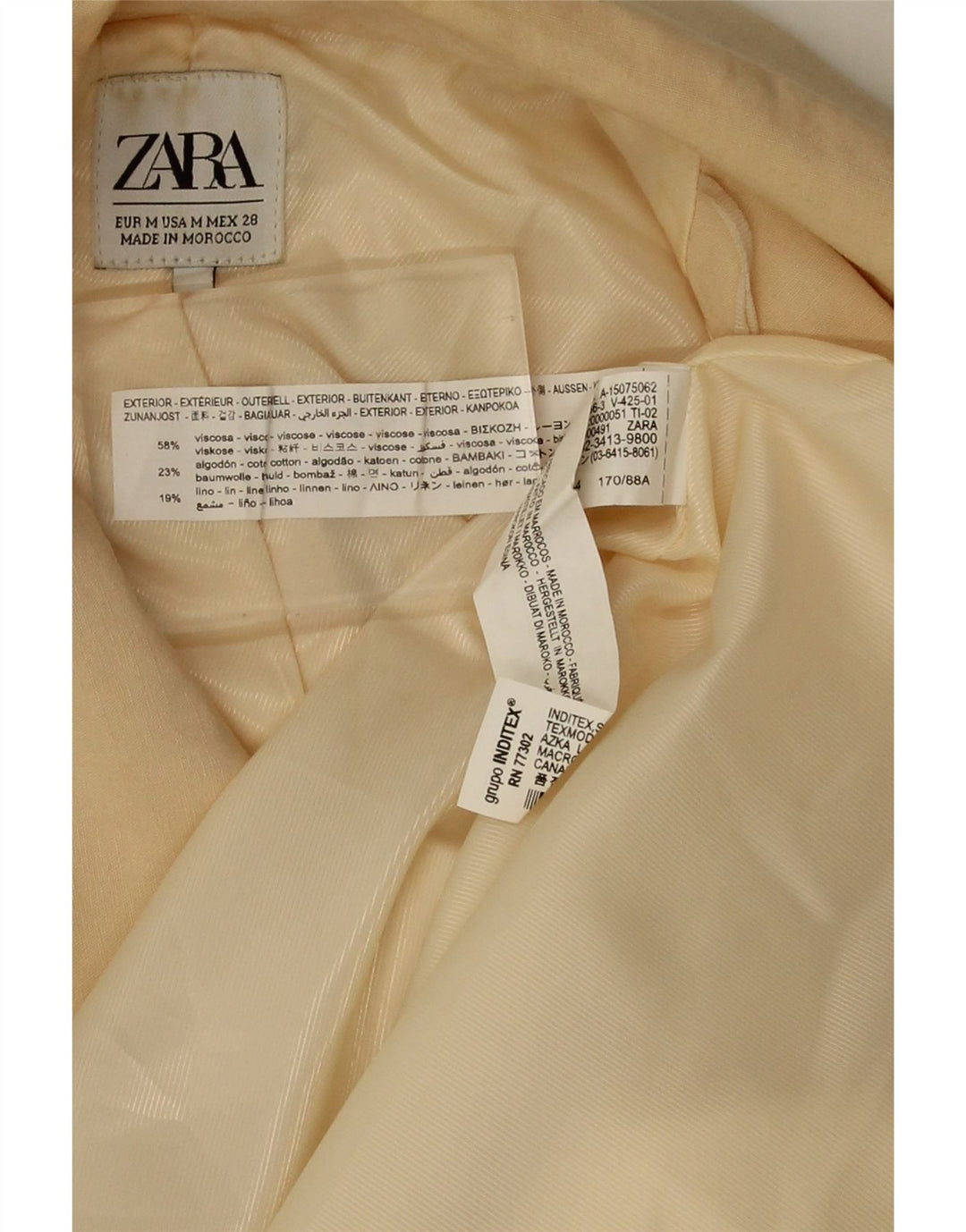 Zara Dame Loose Fit Double Breasted Blazer Jacket UK 14 Medium Beige