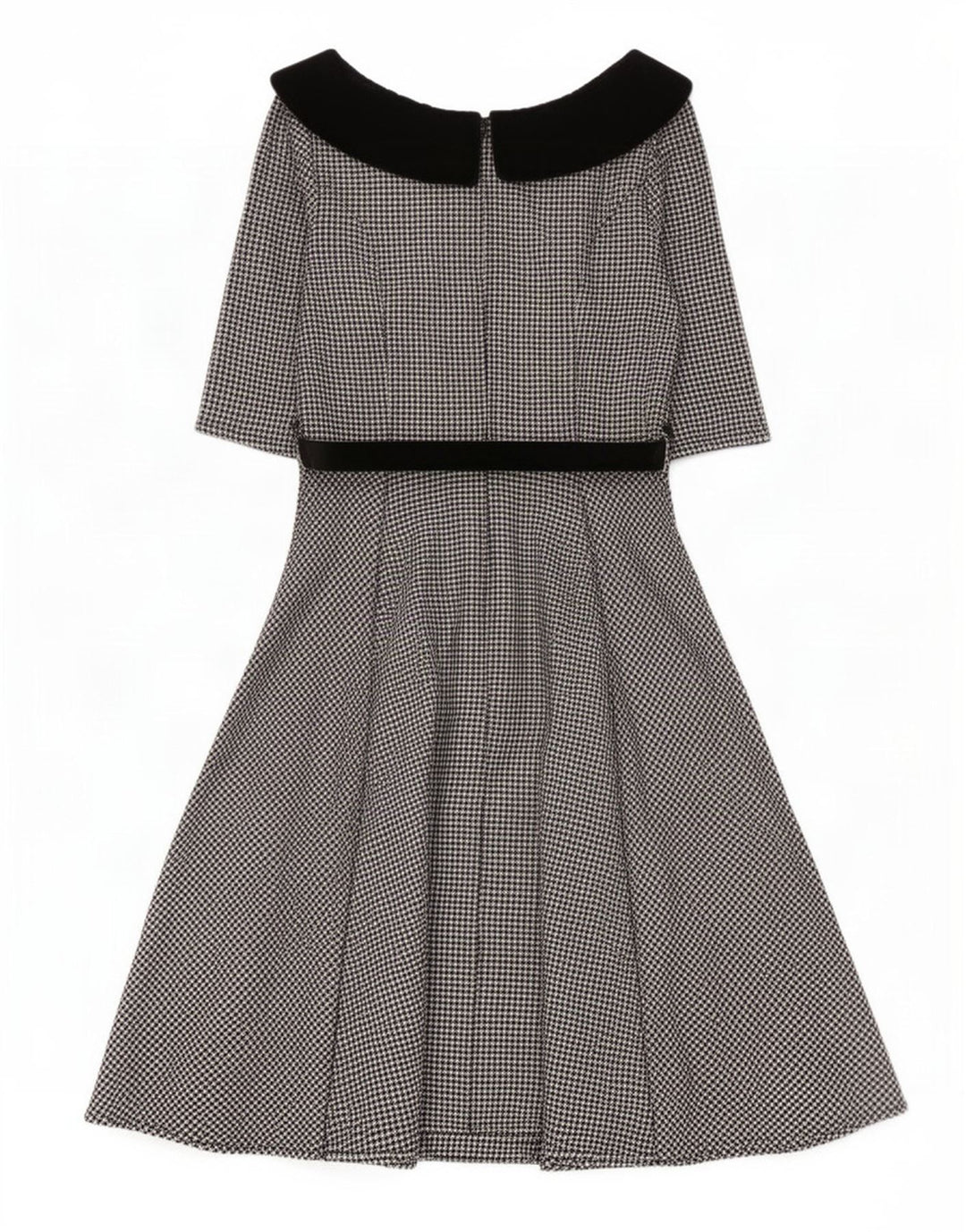 HELL BUNNY Dame 3/4-ærmet A-line kjole UK 12 Medium Black Houndstooth