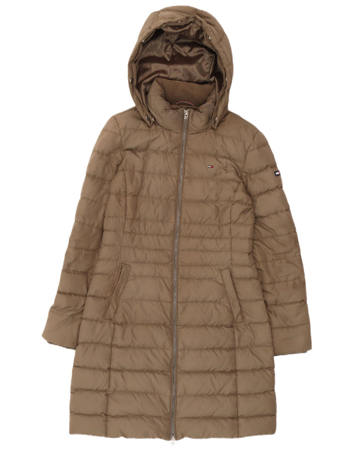 Tommy Hilfiger Dame Hætte Polstret Frakke UK 14 Medium Beige Polyester
