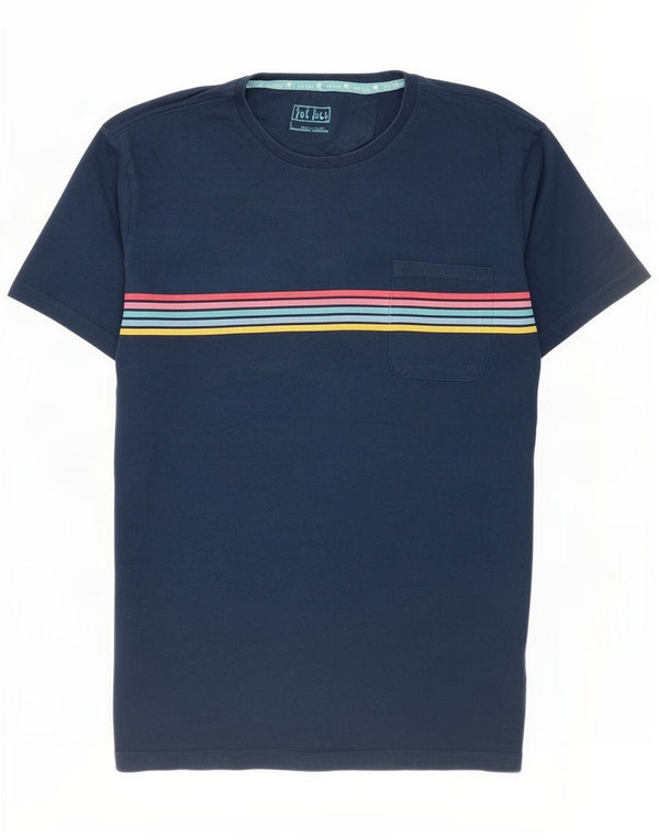 Fat Face Herre T-shirt Top Stor Navyblå Stribet Bomuld