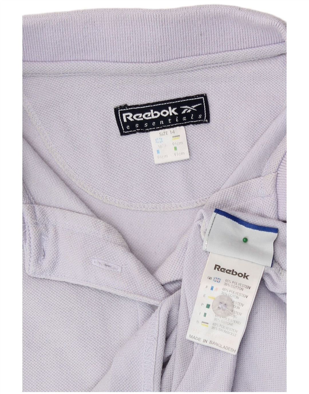 Reebok Dame Polo Shirt UK 14 Large Purple Polyester