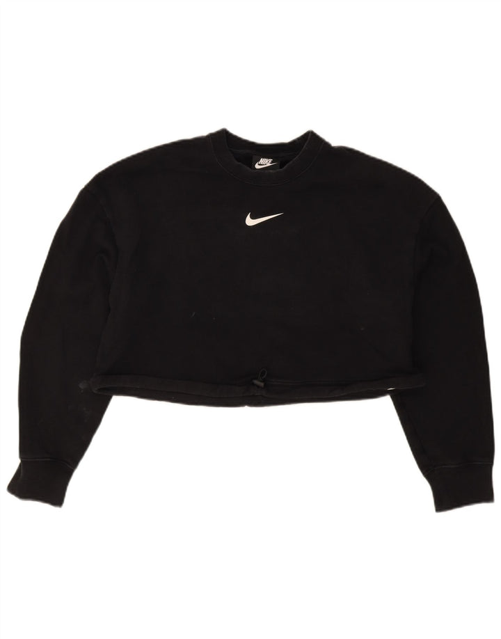 Nike Womens Graphic Crop Sweatshirt Jumper UK 12 Medium Sort Bomuld