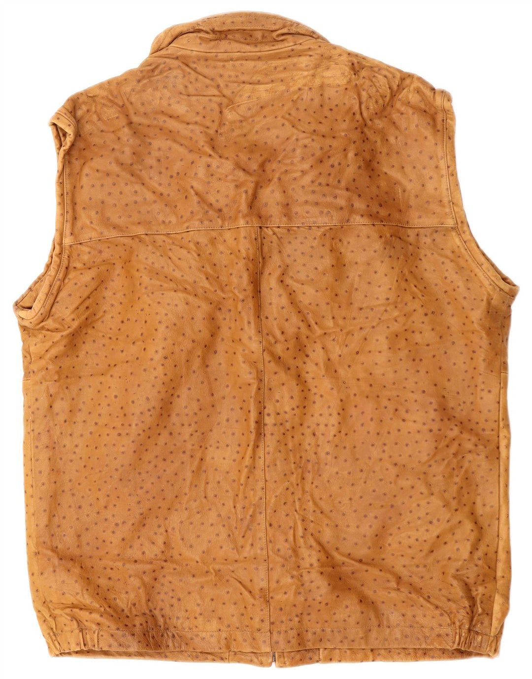 VINTAGE Herre Læder Gilet IT 56 3XL Brun Plettet