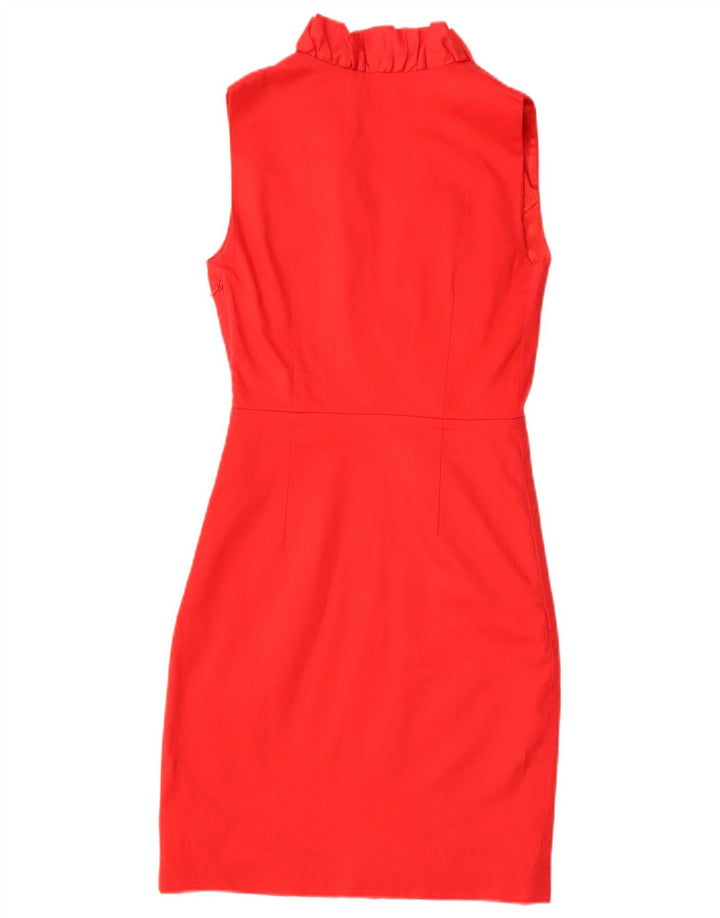 Ted Baker Dame Ærmeløs Flæse Front Skede Kjole Størrelse 1 XS Rød Bomuld
