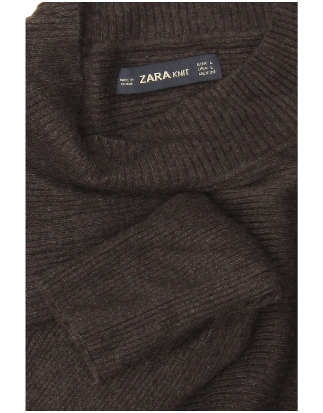 Zara Womens Batwing Crop Turtle Neck Jumper Sweater UK 16 Large Grey