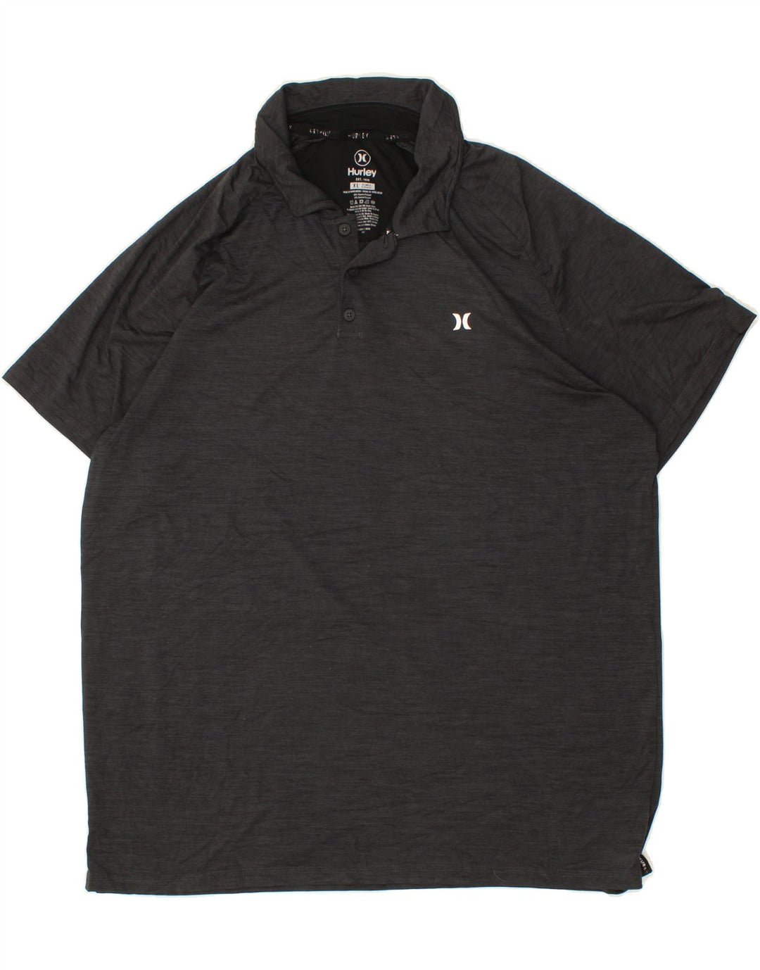 HURLEY Mens Polo Shirt XL Grey Polyester Vintage Hurley and Second-Hand Hurley from Messina Hembry 