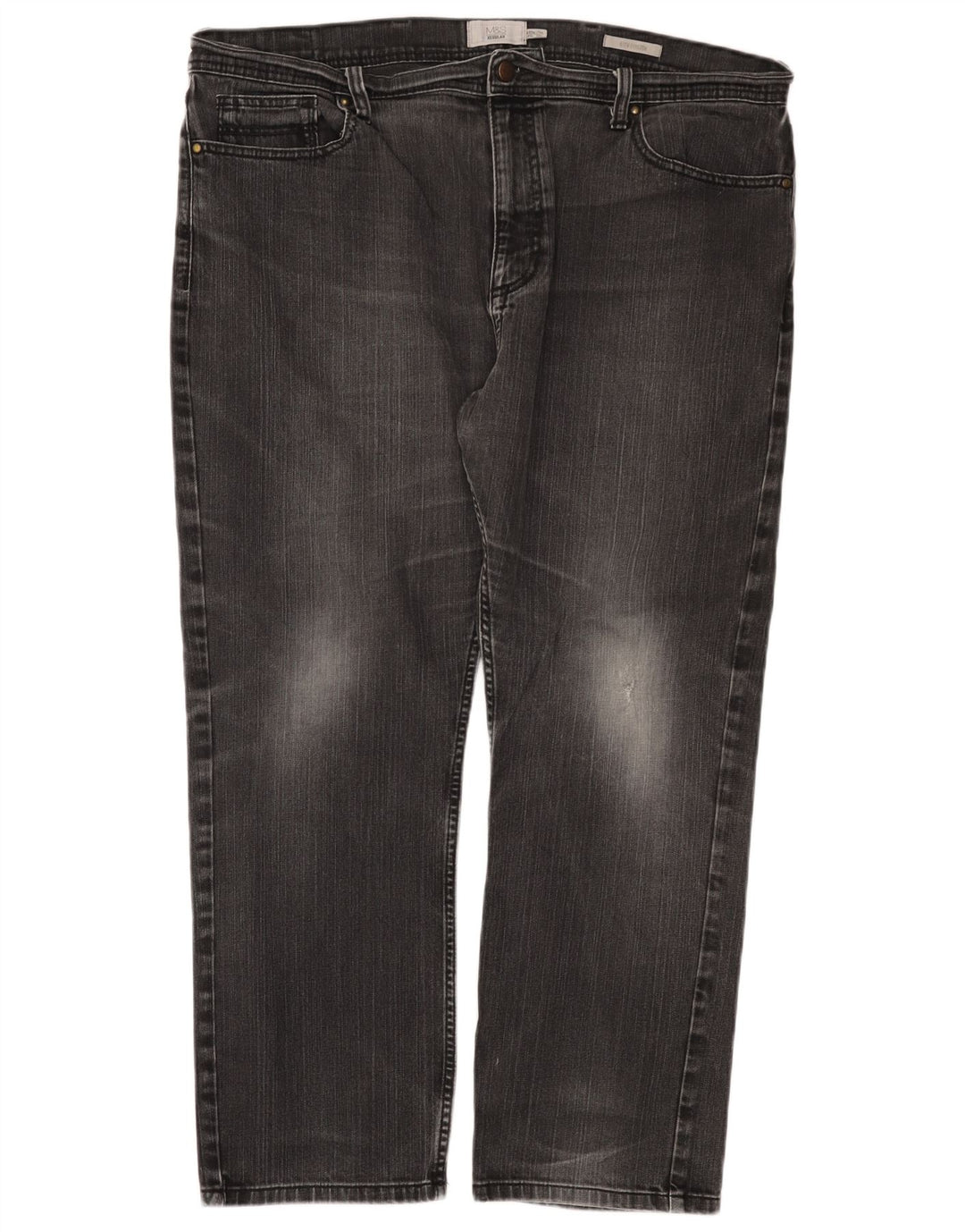 Marks & Spencer Herre Regular Straight Jeans W40 L29 Sort Bomuld