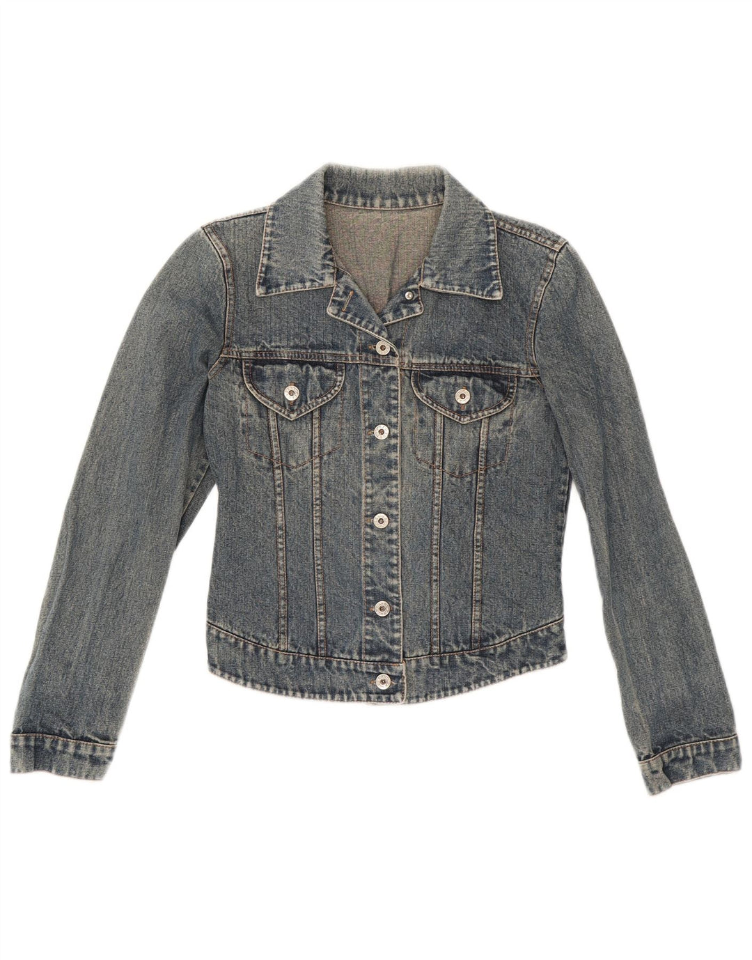 Vintage Dame Crop Denim Jacket UK 4 XS Blue