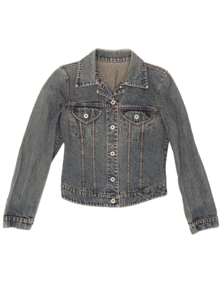Vintage Dame Crop Denim Jacket UK 4 XS Blue