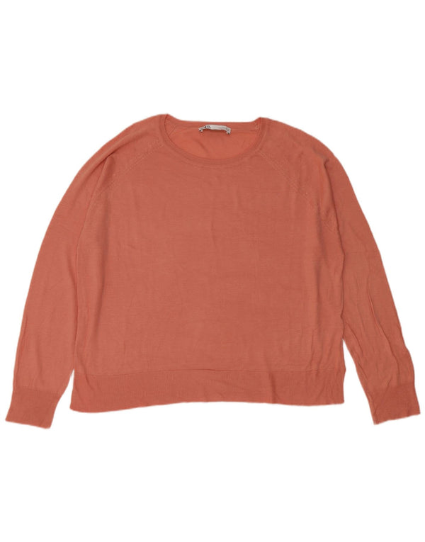 Zara Dame Boat Neck Jumper Sweater UK 16 Large Pink
