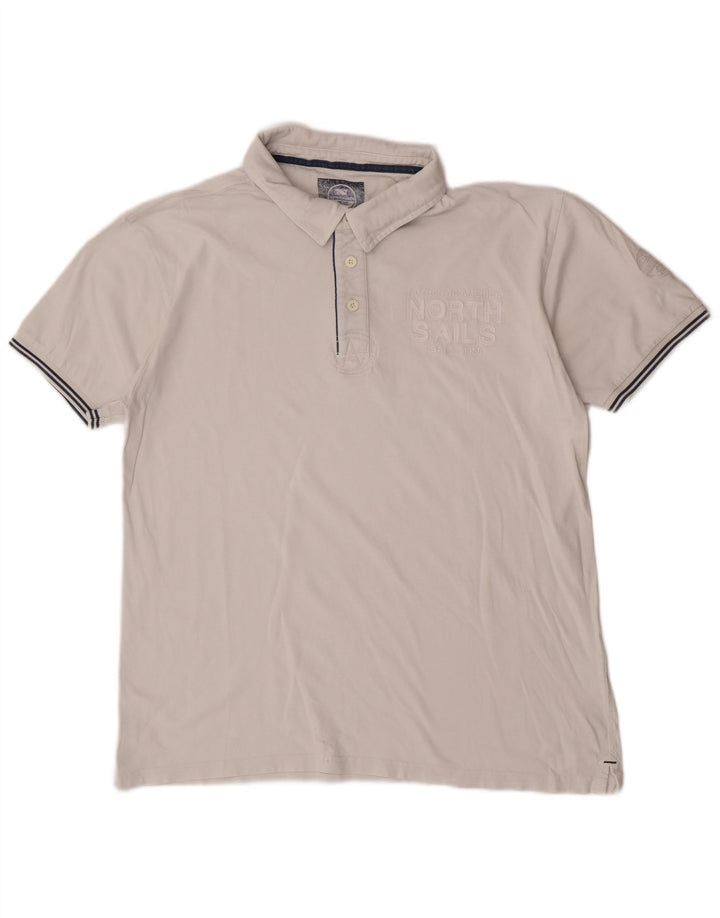 North Sails Herre Grafisk Polo Shirt 2XL Hvid Bomuld