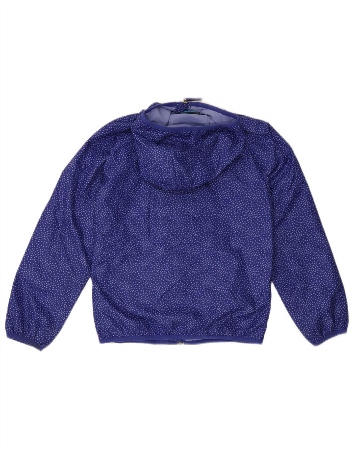 Columbia piger hætte regnjakke 7-8 år lille blå geometrisk polyester