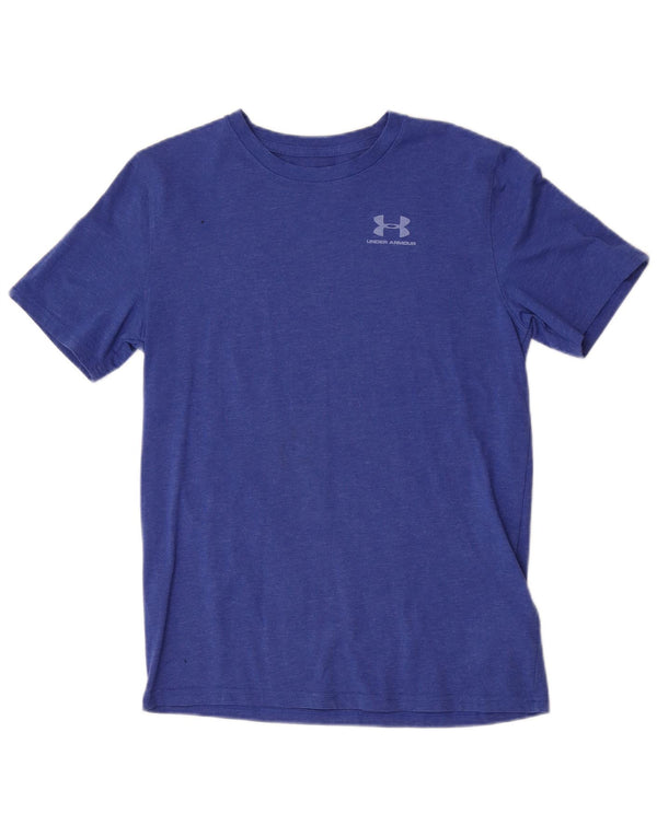 Under Armour Boys T-Shirt Top 13-14 år XL Blå Flecked Bomuld
