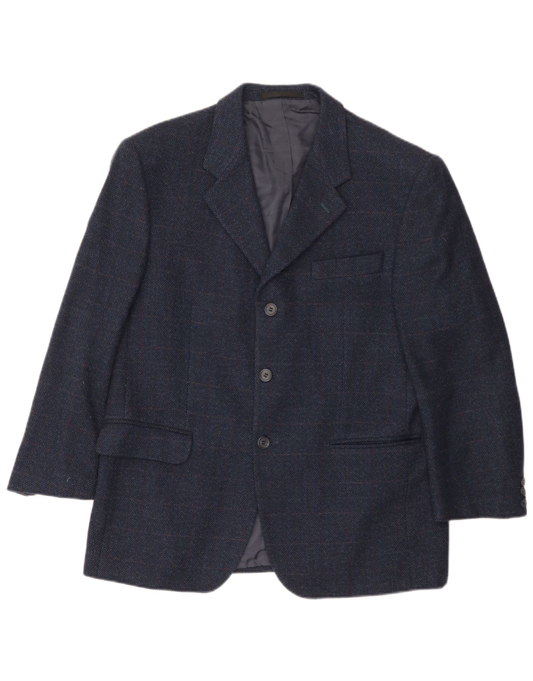 Vestra Herre 3 Button Blazer Jacket UK 40 Large Navy Blue Herringbone