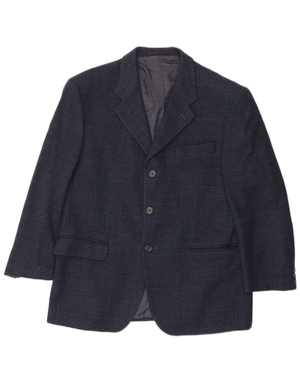 Vestra Herre 3 Button Blazer Jacket UK 40 Large Navy Blue Herringbone