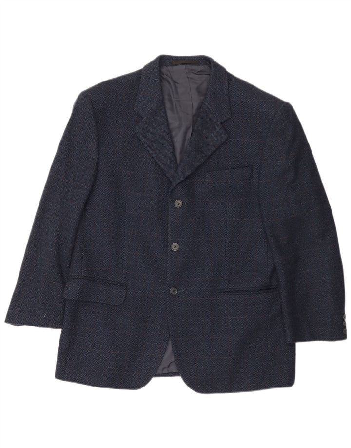 Vestra Herre 3 Button Blazer Jacket UK 40 Large Navy Blue Herringbone