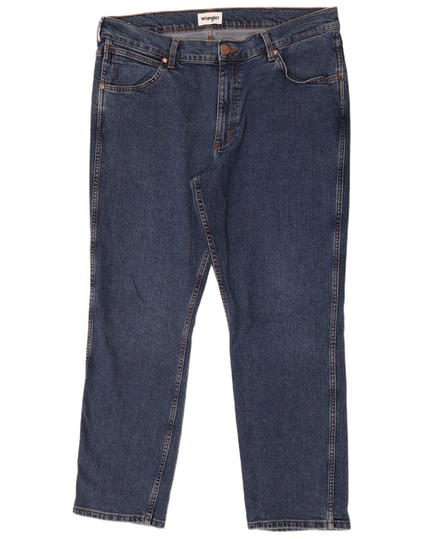 Wrangler Herre Greensboro Regular Fit Straight Jeans W38 L30 Blå Bomuld
