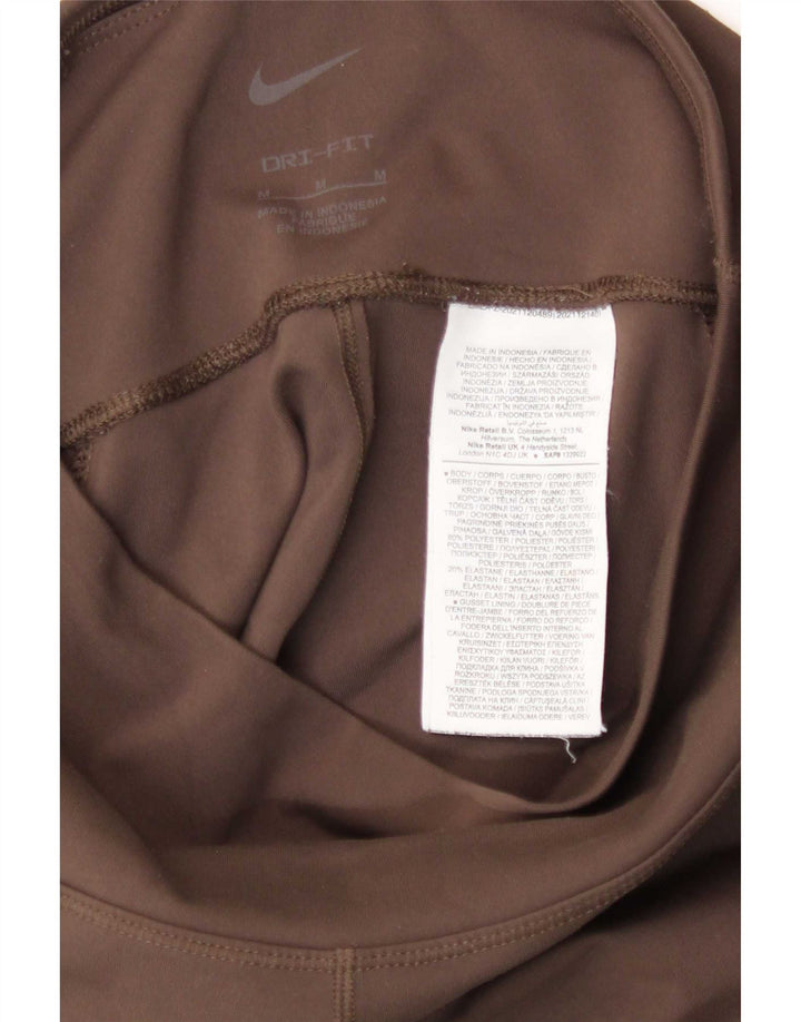 Nike Dame Dri Fit Leggings UK 12 Medium Brun Polyester