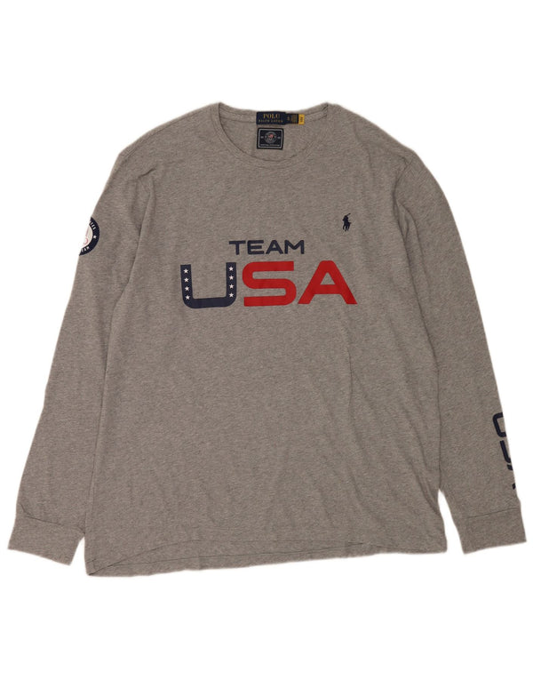 Polo Ralph Lauren Herre Grafisk Top Langærmet XL Grå Flecked Bomuld