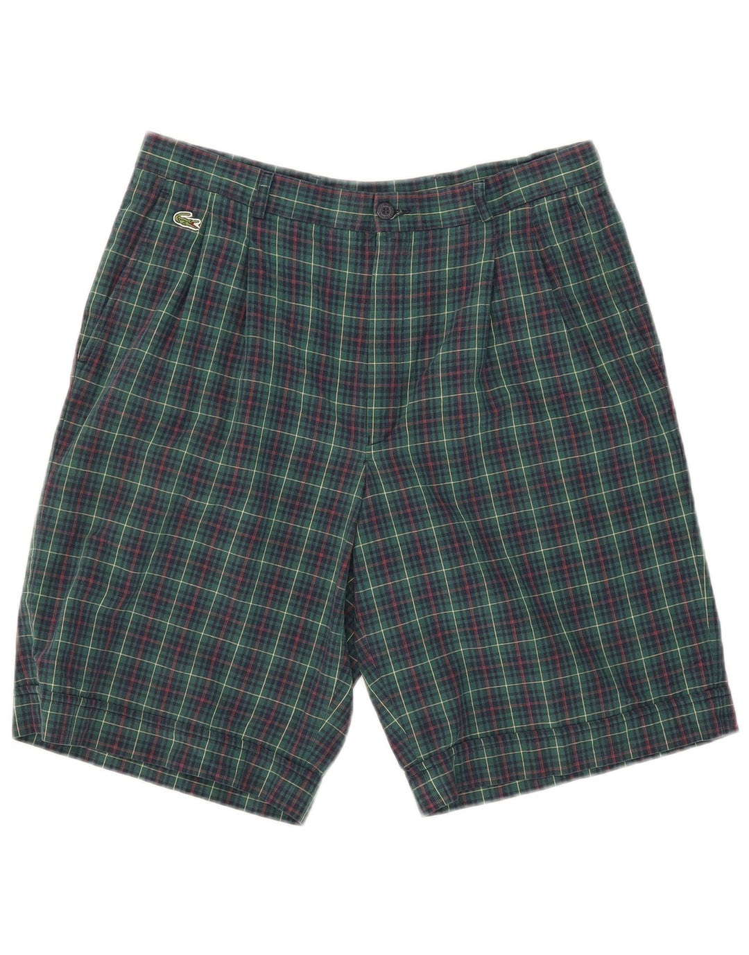 Lacoste Herre Pegged Chino Shorts Størrelse 42 Medium W31 Grøn ternet bomuld