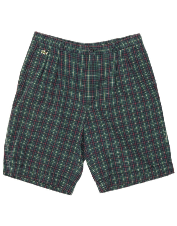 Lacoste Herre Pegged Chino Shorts Størrelse 42 Medium W31 Grøn ternet bomuld