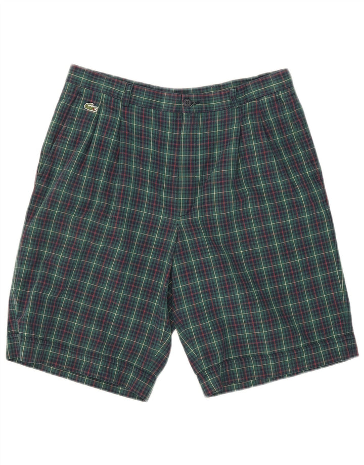 Lacoste Herre Pegged Chino Shorts Størrelse 42 Medium W31 Grøn ternet bomuld