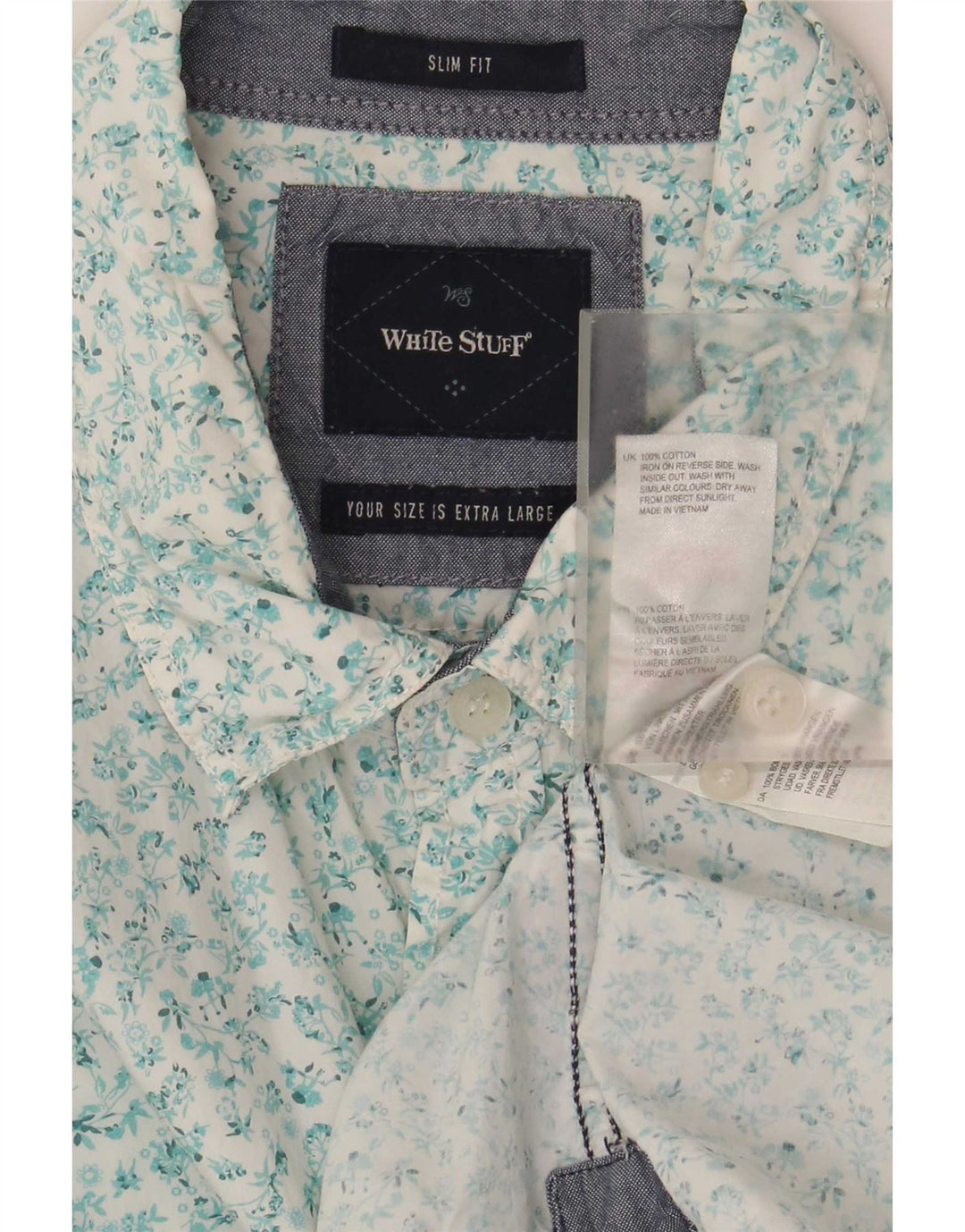 White Stuff Herre Slim Fit Shirt XL Blomsterbomuld