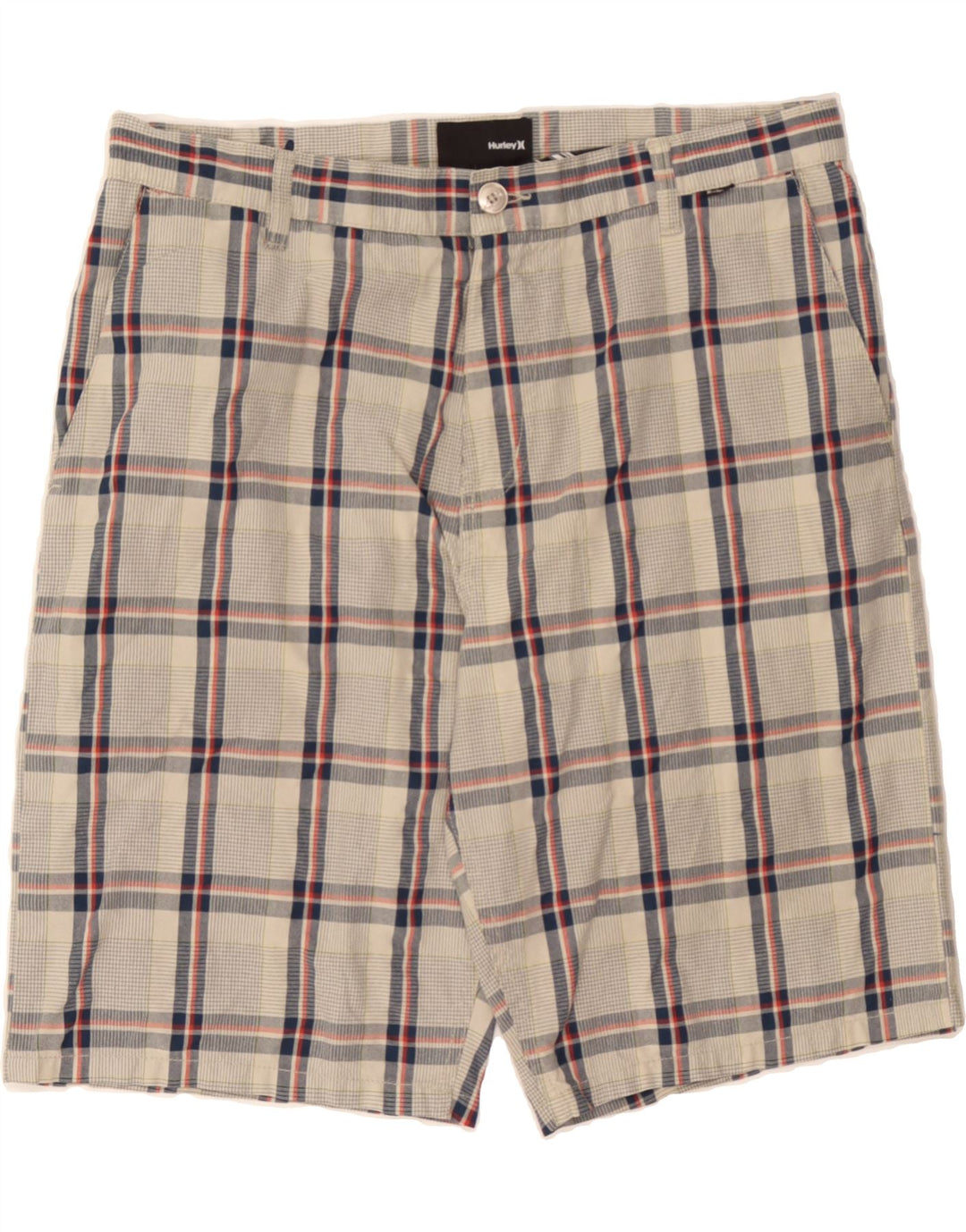 HURLEY Mens Chino Shorts W34 Large  Grey Check Cotton Vintage Hurley and Second-Hand Hurley from Messina Hembry 