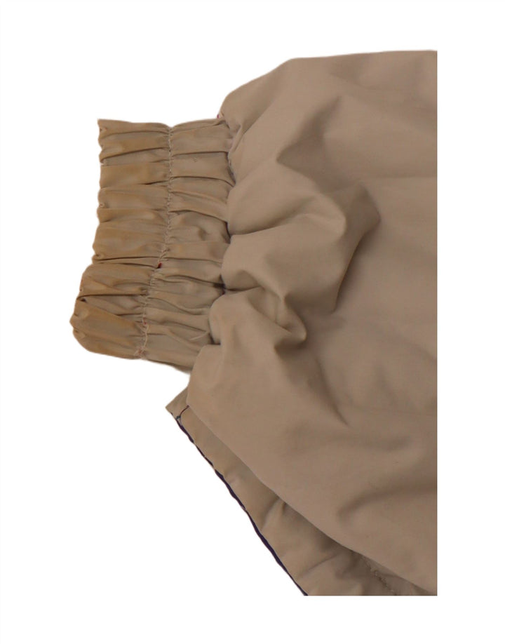 VINTAGE Vendbar jakke med hætte til kvinder, stor beige colourblock polyester