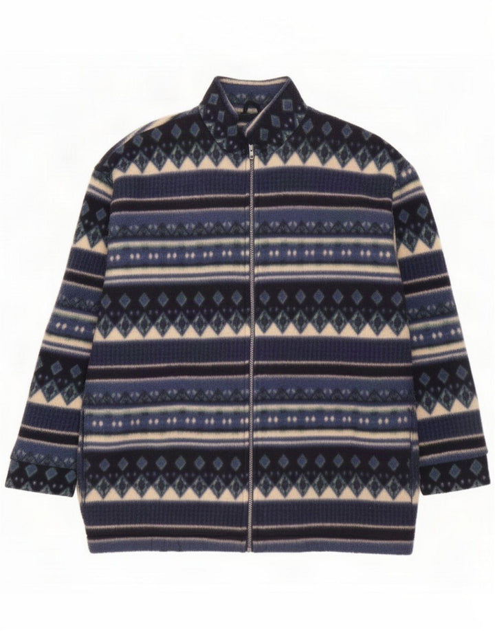 Autentisk Herre fleecejakke IT 54 2XL Blå Geometrisk Polyester