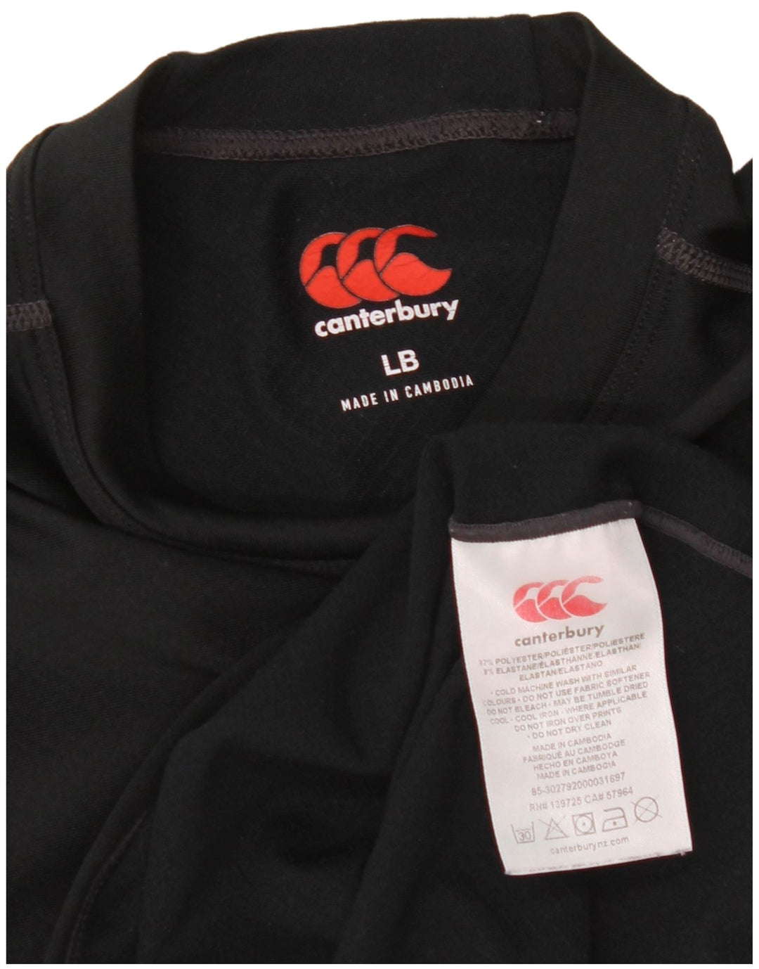 Canterbury Dame Grafisk Top Langærmet UK 14 Stor Sort Polyester