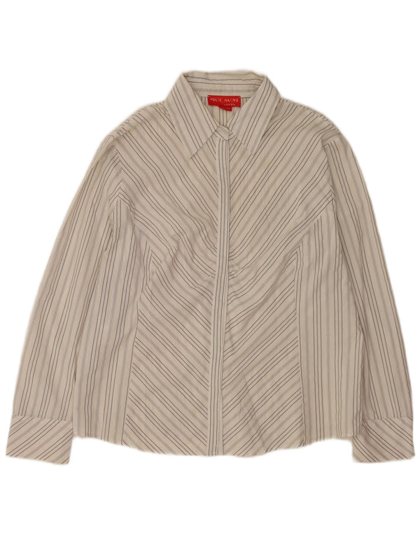 Perte by Krizia Dameskjortebluse US 23 3XL Hvidstribet bomuld