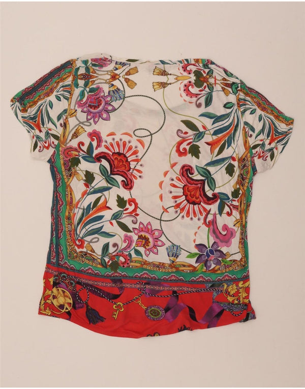 DESIGUAL Grafisk T-shirt top til kvinder UK 20 2XL flerfarvet blomsterviscose