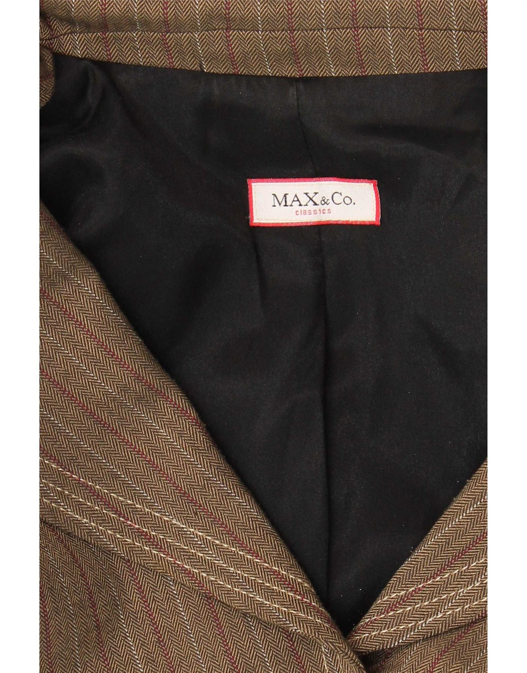 Max & Co. Dame 2-knaps blazerjakke UK 10 Lille brun stribet