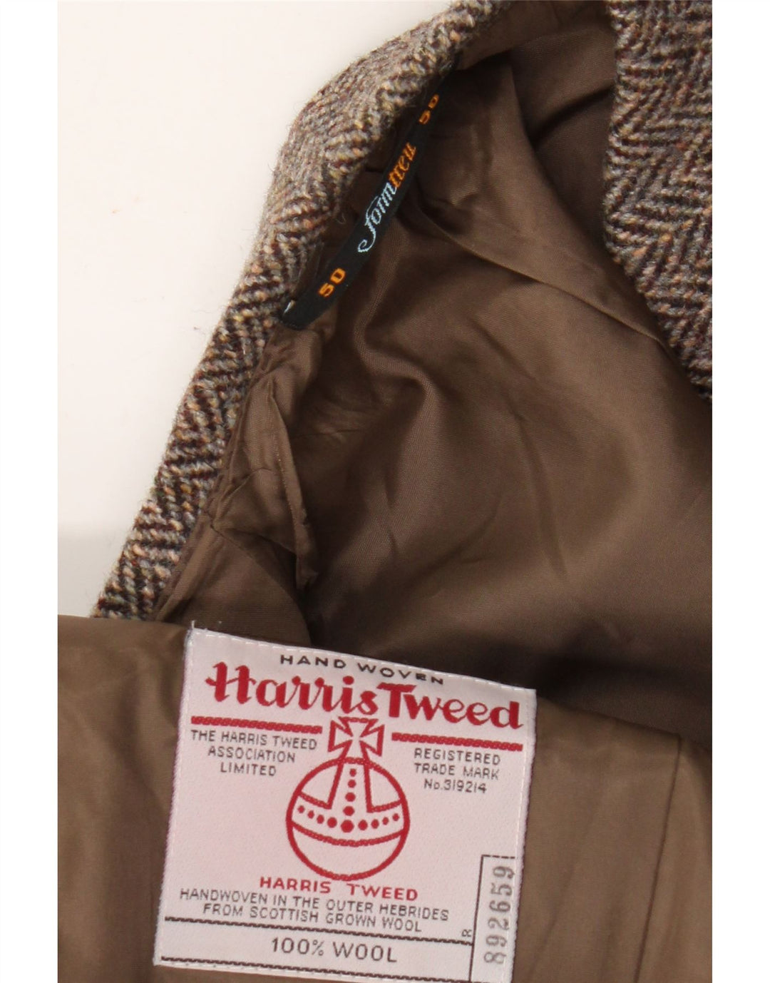 Harris Tweed Herre 2-knaps blazerjakke IT 50 Stor brun sildebensuld