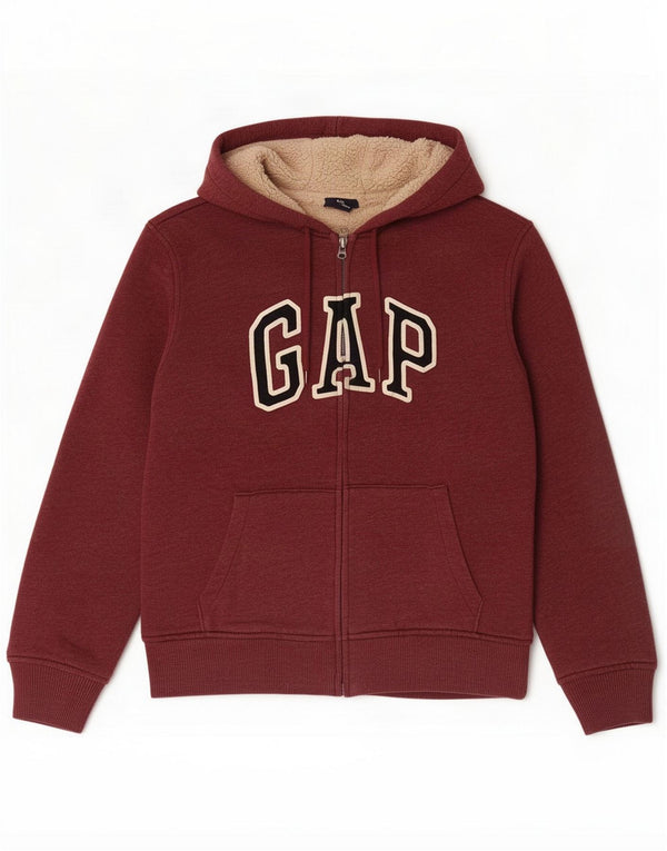 Gap Mens Graphic Zip Hoodie Sweater Medium Burgundy Cotton