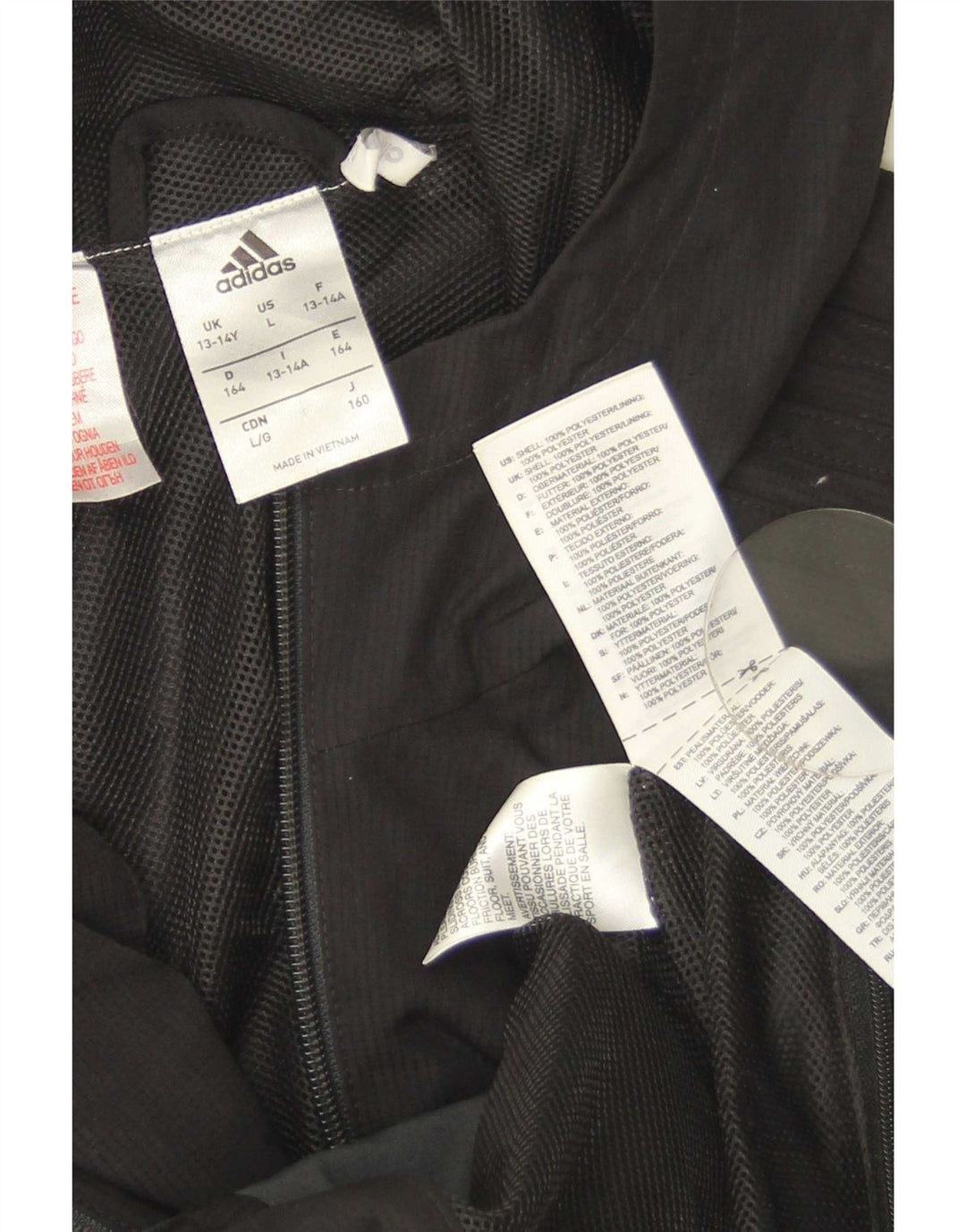 Adidas Regnjakke med hætte til drenge 13-14 år Sort Colourblock Polyester