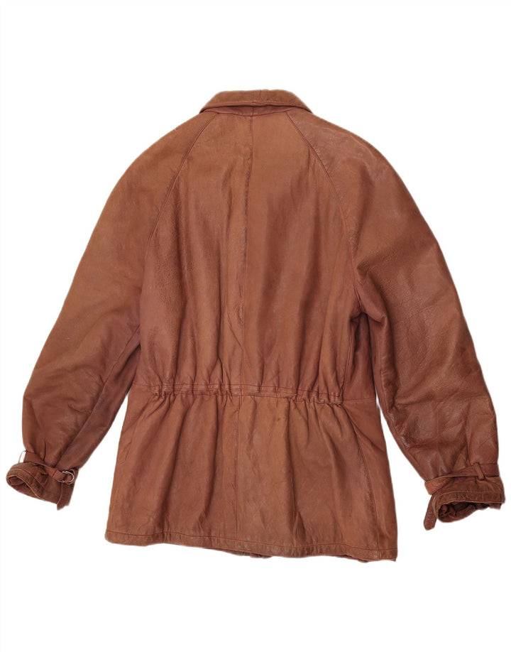 Vintage dame læderjakke IT 52 2XL Brun